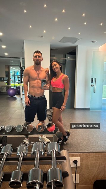 Messi no descansa en sus vacaciones y entrenó con su esposa Antonela Roccuzzo