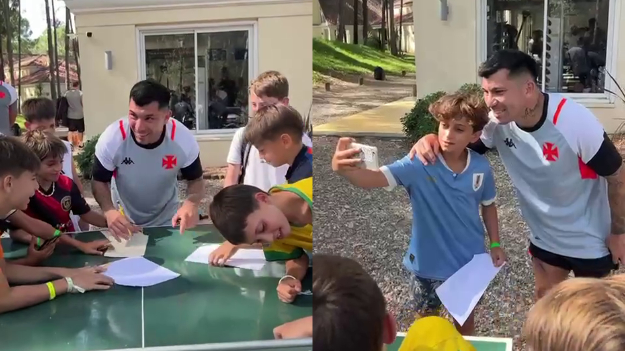 Medel compartió con niños y firmó autógrafos en la pretemporada de Vasco en Uruguay