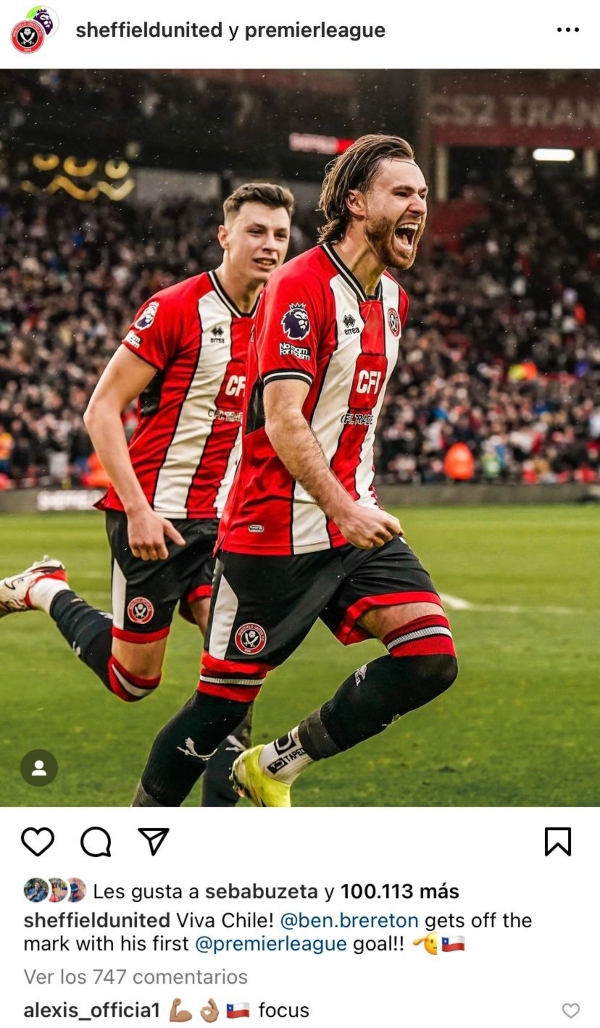 La reacción de Alexis Sánchez por el debut goleador de Ben Brereton en la Premier League