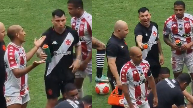 ¿Fue provocación? Gary Medel lanzó agua al “9” de Bangu