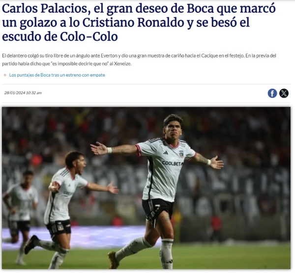 En Argentina alucinaron con gol “a lo Cristiano Ronaldo” de Carlos Palacios