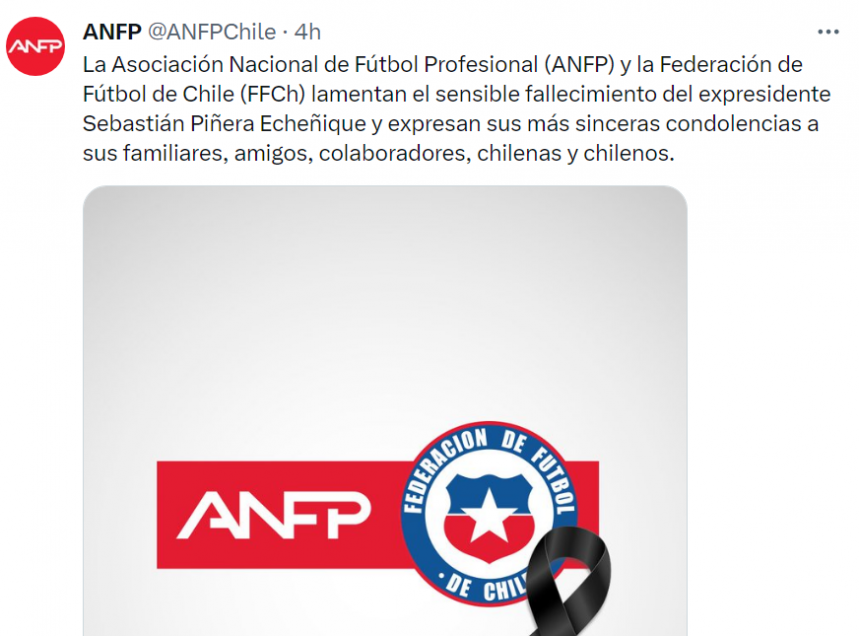 Los mensajes de pesar del mundo del fútbol por el fallecimiento de Sebastián Piñera