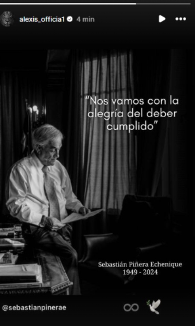 El tributo de Alexis Sánchez al fallecido expresidente Sebastián Piñera