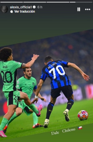 Las publicaciones de Alexis en redes sociales tras jugar escasos minutos en Champions
