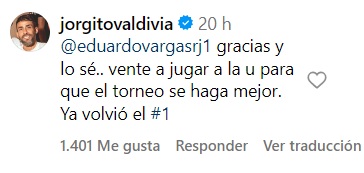 Jorge Valdivia a Eduardo Vargas: Vente a jugar a la U para que el torneo sea mejor