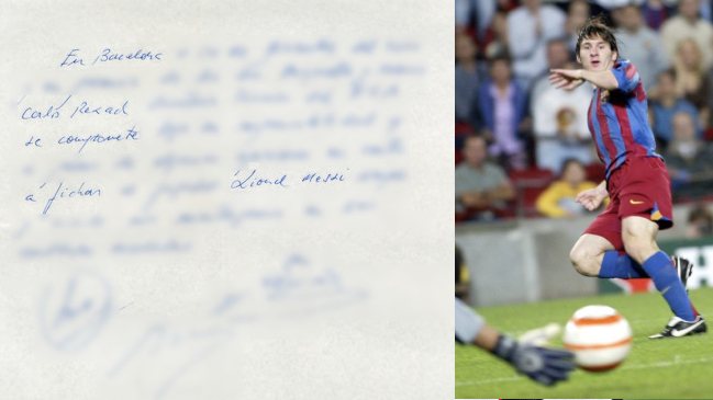 La servilleta que llevó a Messi a FC Barcelona fue presentada por casa de subastas en Nueva York