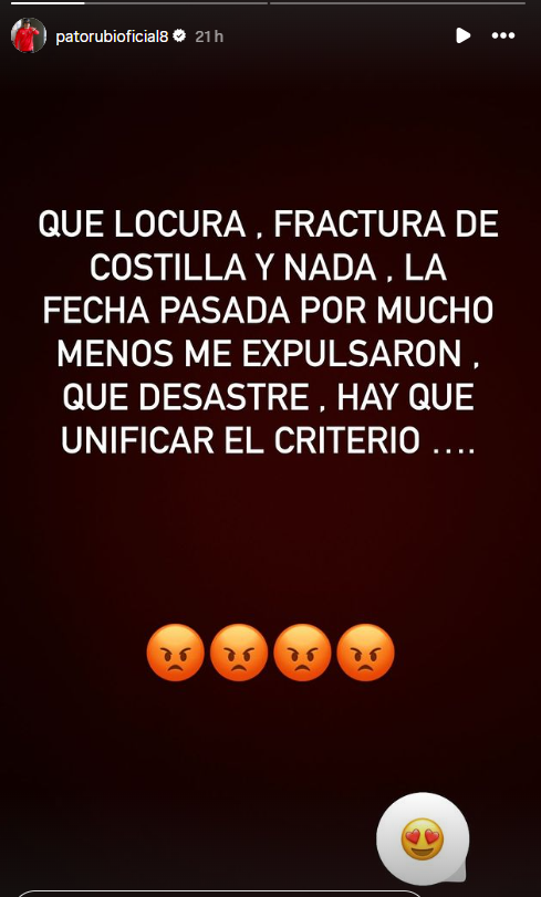 Patricio Rubio se enfadó por jugada de Falcón: Por mucho menos me expulsaron, qué desastre