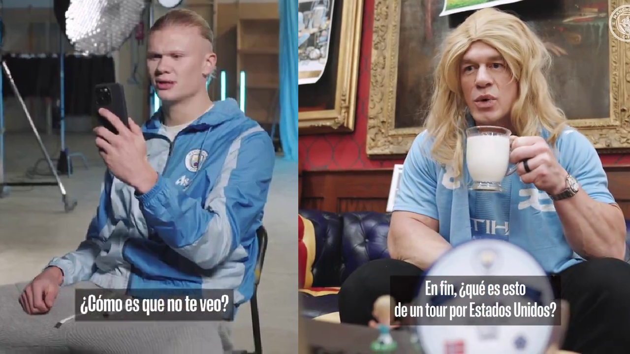 Erling Haaland y John Cena protagonizaron divertido anuncio de la gira de Manchester City