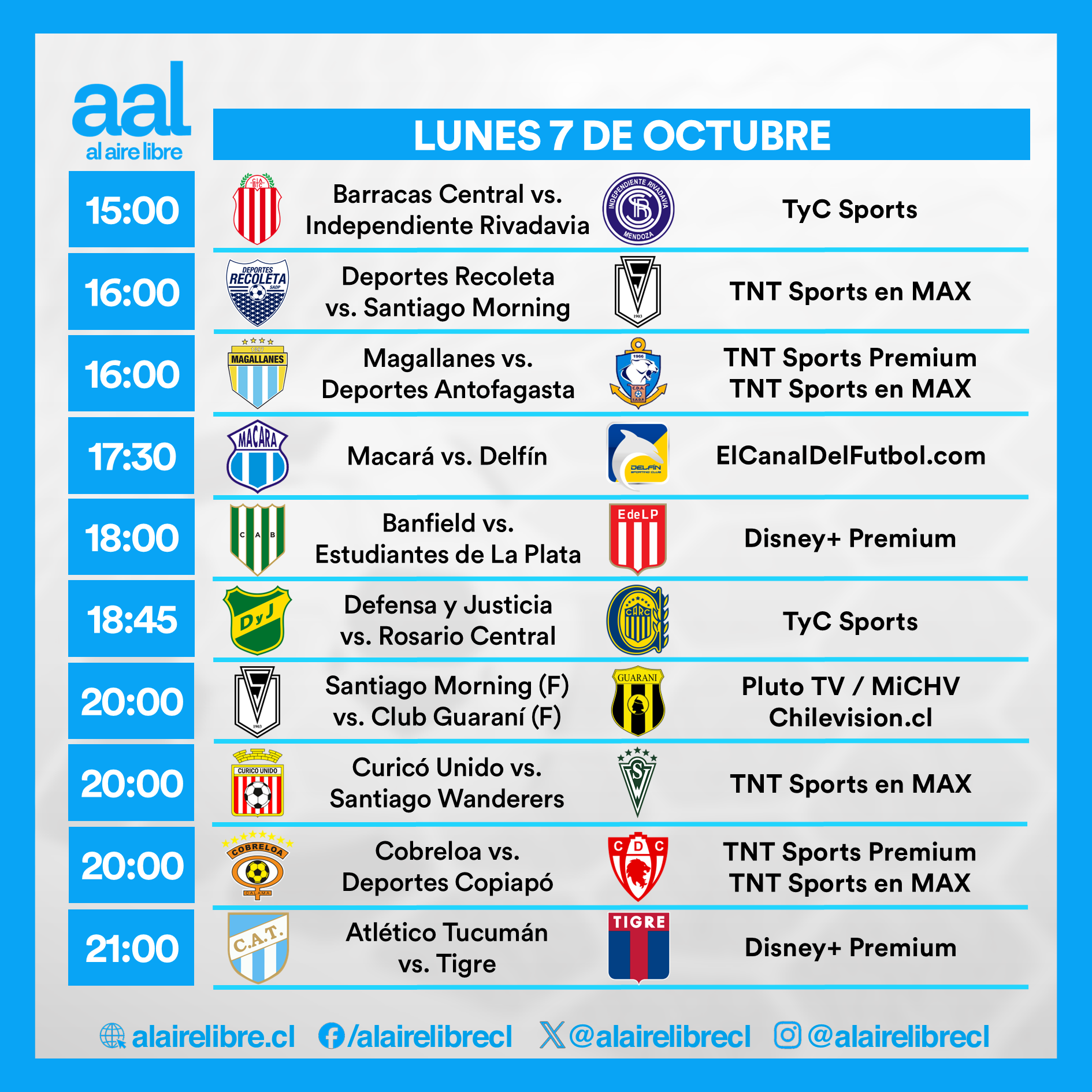 Partidos de hoy, lunes 7 de octubre: Horarios y cómo ver fútbol en vivo