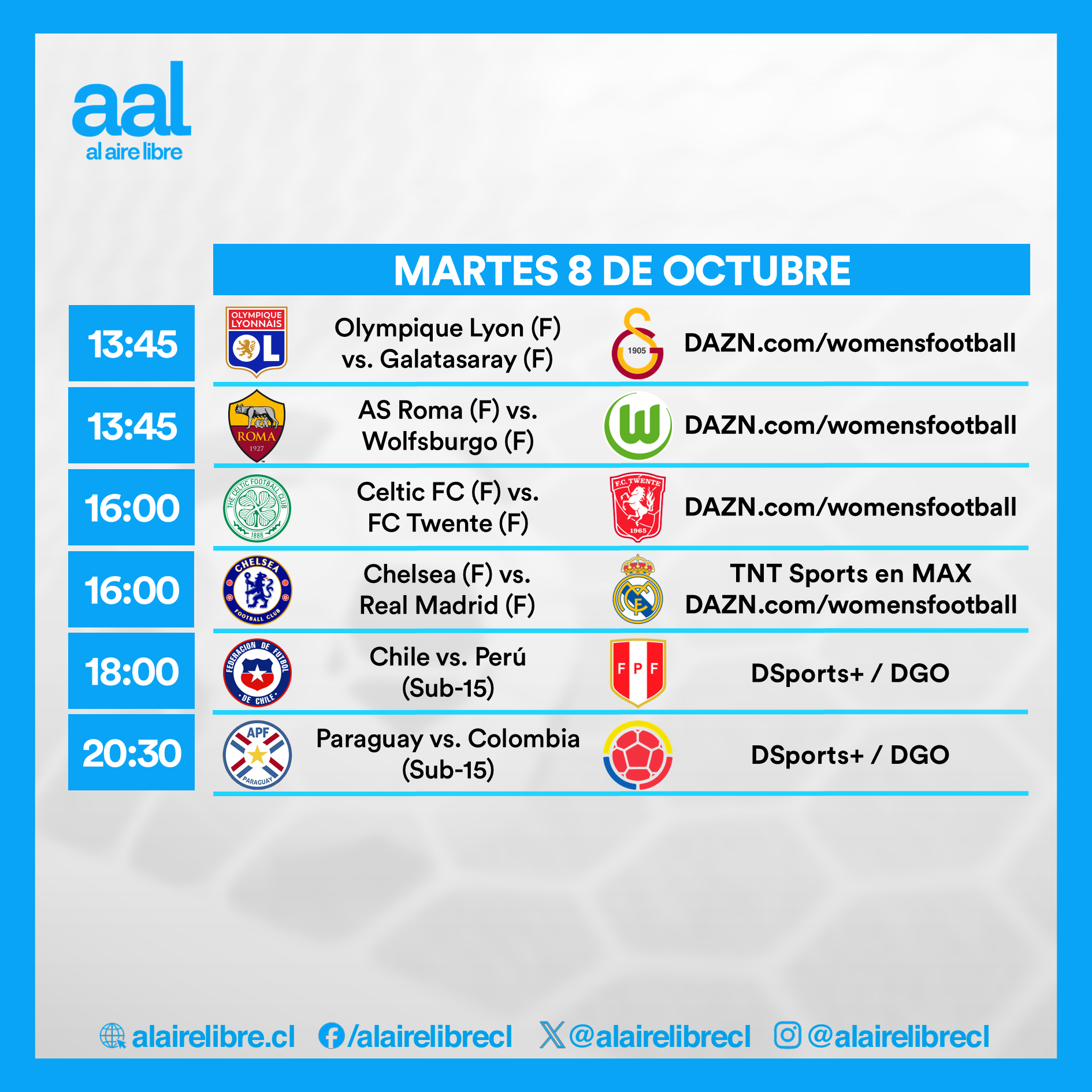 Partidos de hoy, martes 8 de octubre: Horarios y cómo ver fútbol en vivo
