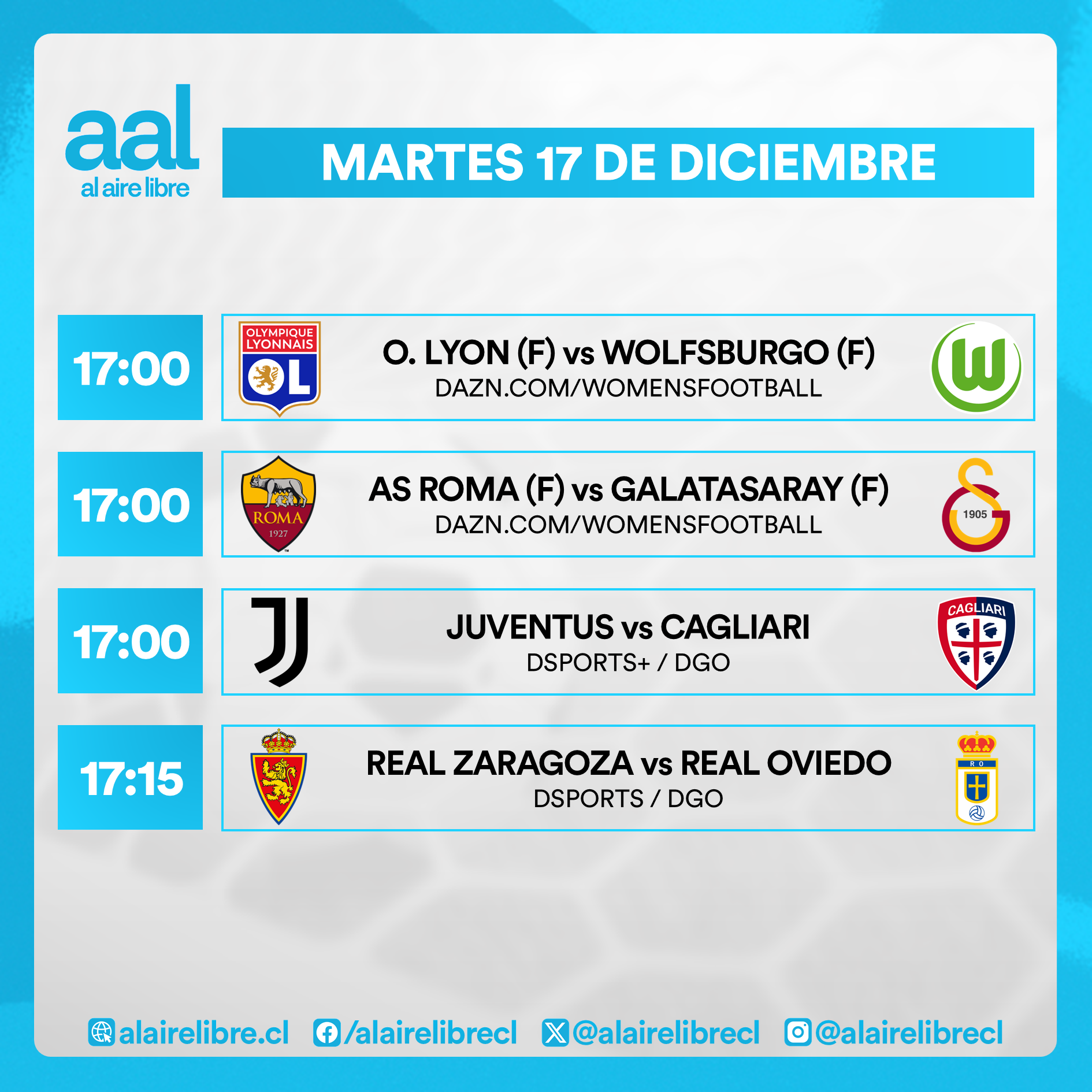 Partidos de hoy, martes 17 de diciembre: Horarios y cómo ver fútbol en vivo