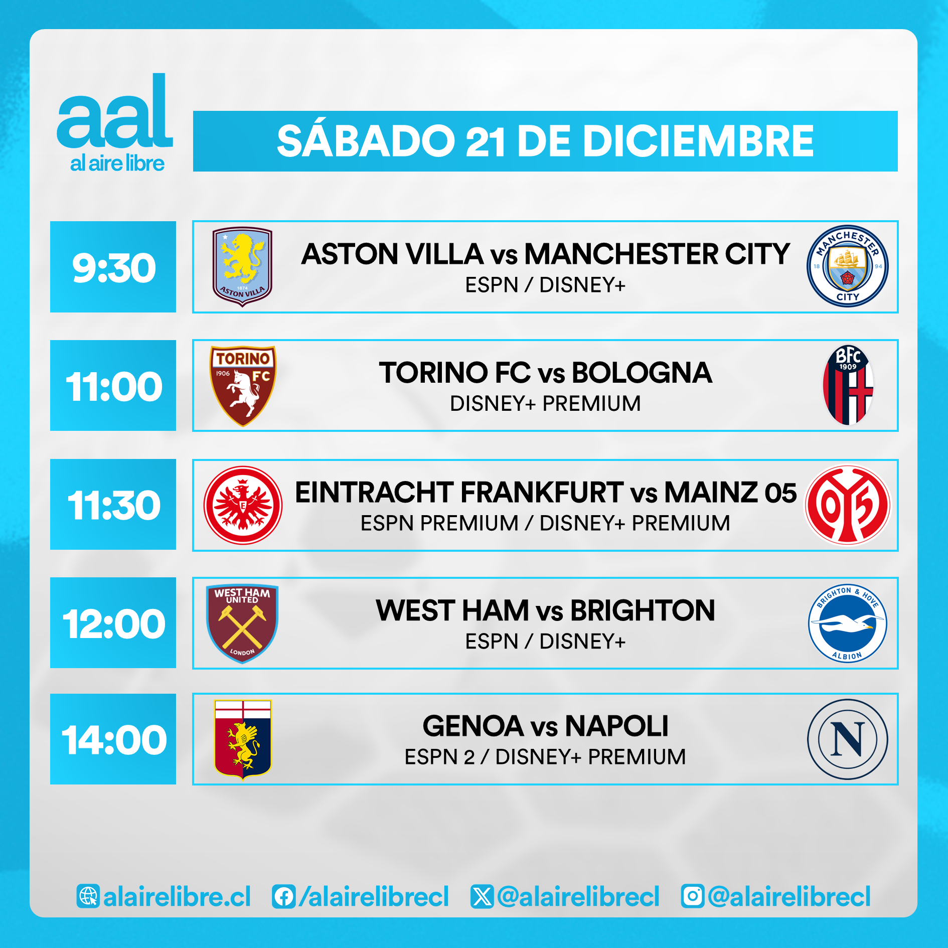 Partidos de hoy, sábado 21 de diciembre: Horarios y cómo ver fútbol en vivo