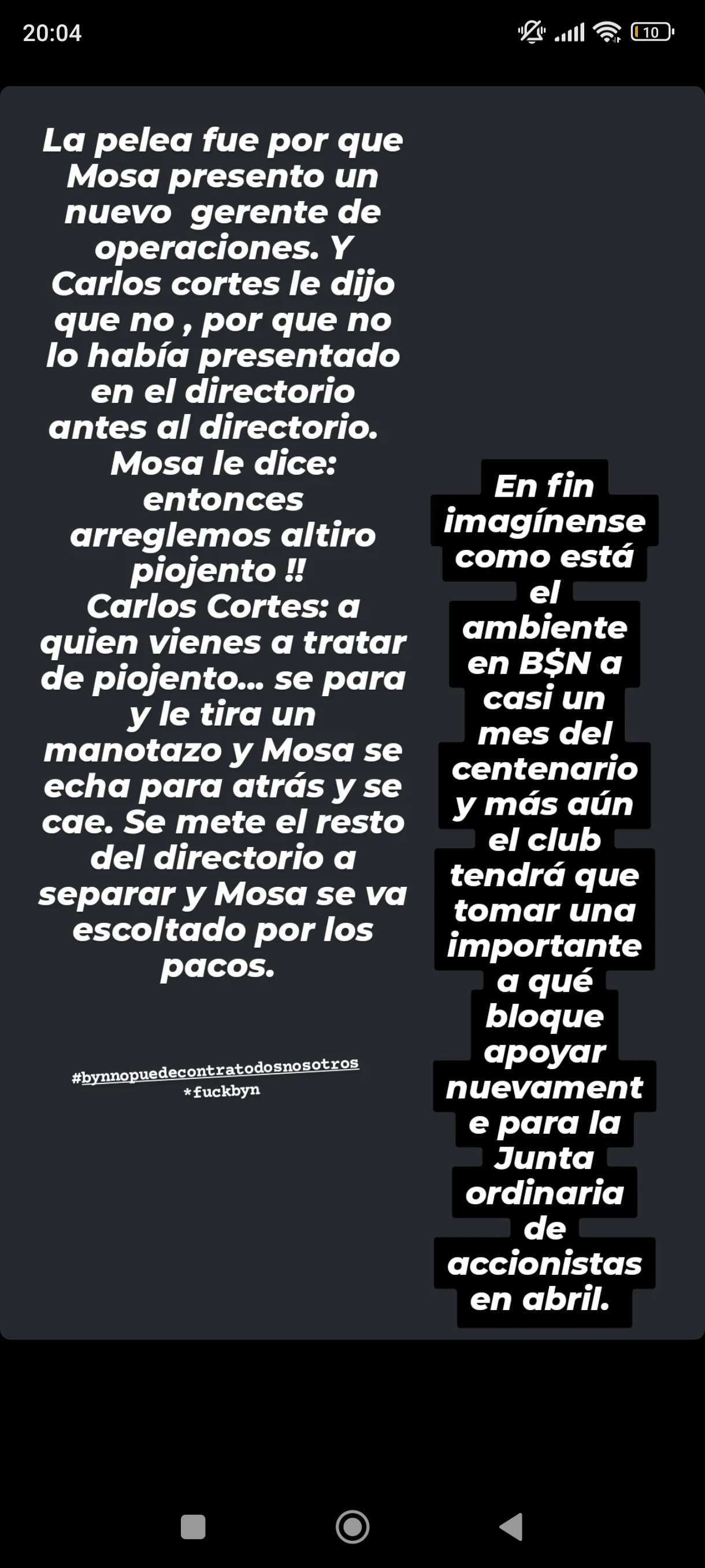 Desde Blanco y Negro niegan rotundamente una agresión a Aníbal Mosa y aclaran lo que ocurrió