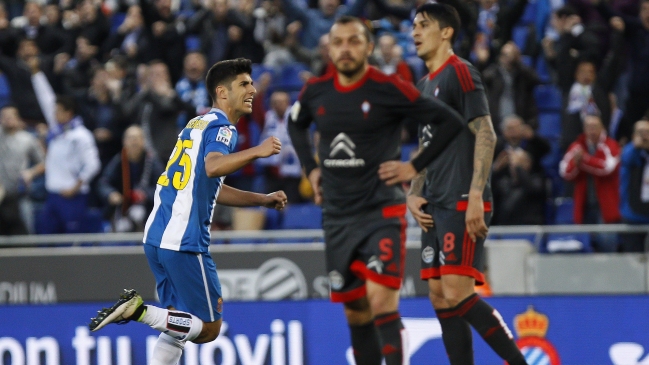 Espanyol y Celta empataron en la liga española con "un pleno de chilenos"