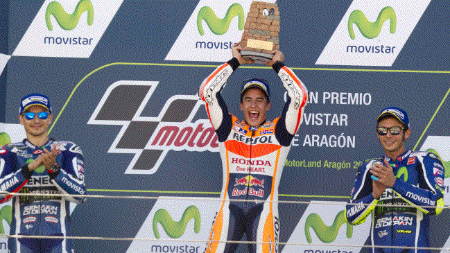 Marc Márquez se adjudicó el Gran Premio de Aragón del Moto GP y consolidó su liderato