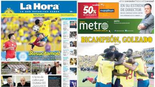 Prensa ecuatoriana despertó eufórica: Chile estaba sin brújula