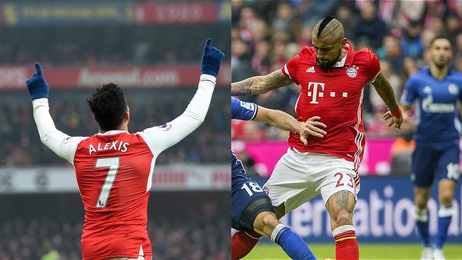 Arturo Vidal y Alexis Sánchez se ven las caras en llamativo duelo entre Bayern y Arsenal