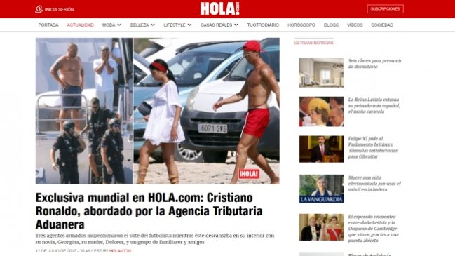 Agentes de la Hacienda española inspeccionaron yate de Cristiano Ronaldo