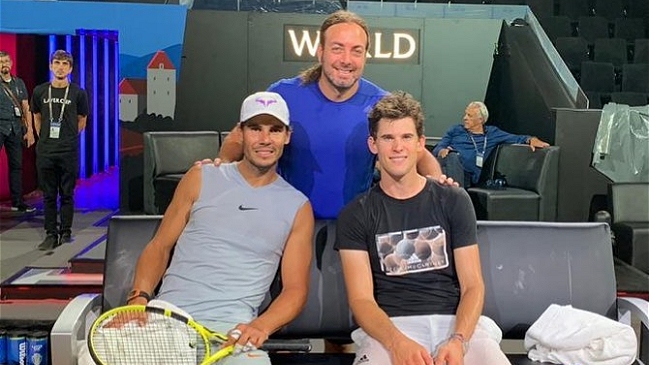 Nicolás Massú y Dominic Thiem compartieron práctica con Rafael Nadal