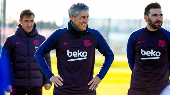 Quique Setién dirigió su primera práctica en FC Barcelona