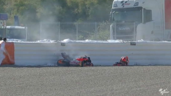 La terrible caída que sufrió Marc Márquez en los ensayos del Moto GP de España