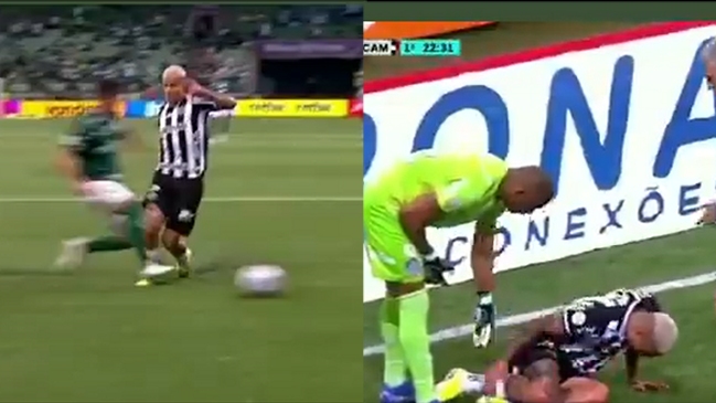 Jugador de Atlético Mineiro mostró su tobillo tras dura entrada de Kuscevic que quedó sin sanción