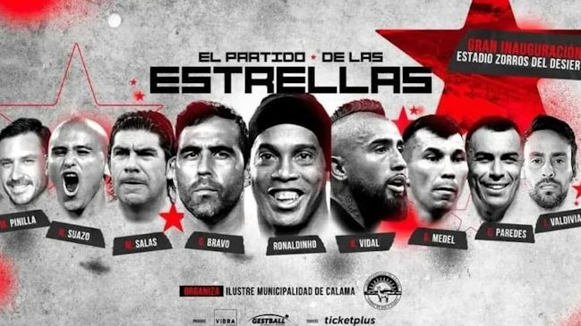 Se hizo oficial partido en Calama con Ronaldinho y estrellas de la Roja