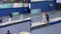 El momento en que el equipo de esgrima femenino gana la medalla de oro en los Odesur