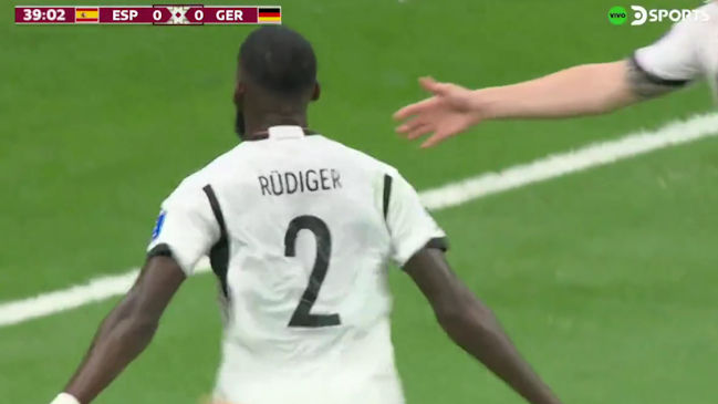 El VAR anuló un gol a Antonio Rudiger en el primer tiempo entre Alemania y España