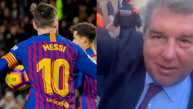 Laporta perdió la paciencia y le quitó el celular a un hincha que preguntó por Messi