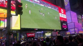 Así celebraron en Times Square de Nueva York el primer gol de Lionel Messi en la MLS