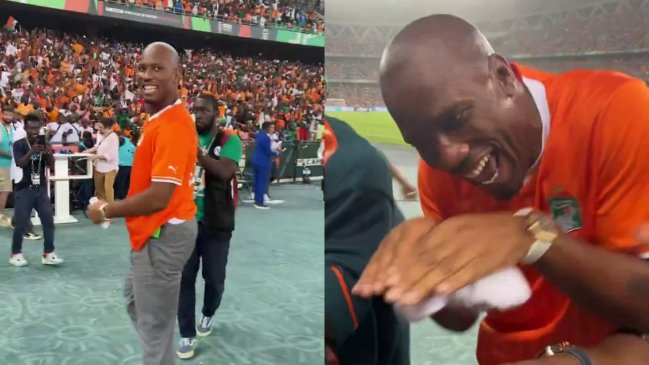 El eufórico festejo de Didier Drogba tras el paso de Costa de Marfil a la final de la Copa de Africa