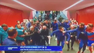 ¡Tuvo que intervenir la policía! Atlético y Manchester City continuaron su gresca rumbo a camarines