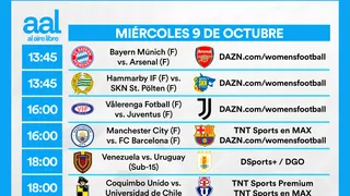 Partidos de hoy, miércoles 9 de octubre: Horarios y cómo ver fútbol en vivo