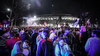 Así celebraron los hinchas de River Plate en las afueras del Monumental