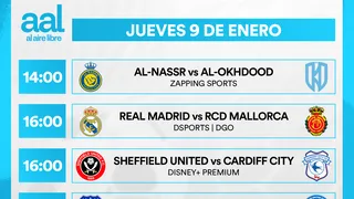 Partidos de hoy, jueves 9 de enero: Horarios y cómo ver fútbol en vivo