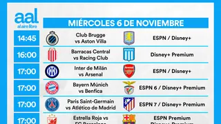 Partidos de hoy, miércoles 6 de noviembre: Horarios y cómo ver fútbol en vivo