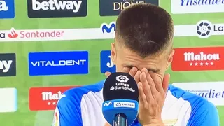 Capitán de Leganés rompió en llanto mientras era entrevistado tras descender a segunda división