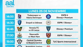 Partidos de hoy, lunes 25 de noviembre: Horarios y cómo ver fútbol en vivo