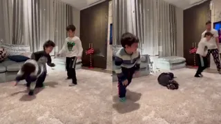 ¡Criminal! La salvaje “falta” de Mateo Messi a su hermano Ciro mientras jugaban en casa