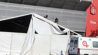 Estudiantes cedió parte de las instalaciones de su estadio para poner un hospital de campaña