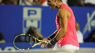 La celebración de Nadal tras obtener el título del ATP de Acapulco por tercera vez