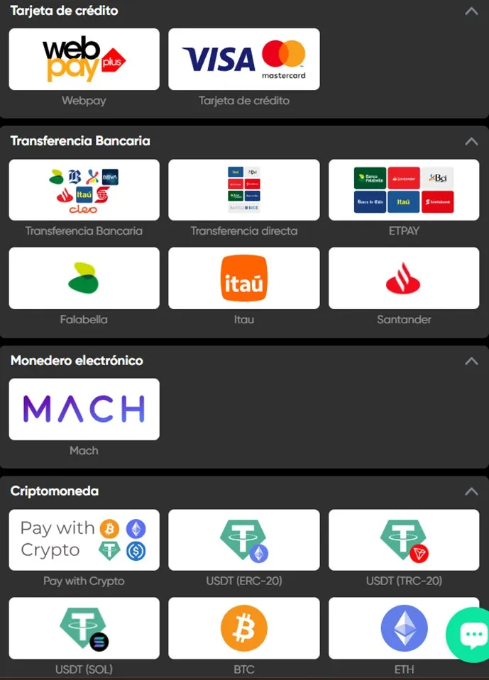 Granawin Chile - Medios de pago