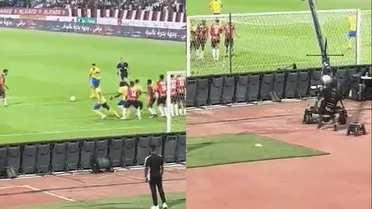 ¡Cuidado! Cristiano desvió un tiro libre y le dio feroz pelotazo a un camarógrafo