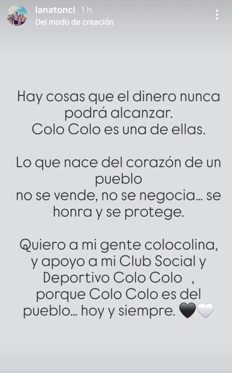 Mensaje de Lana Jozic a Aníbal Mosa / © lanatonci