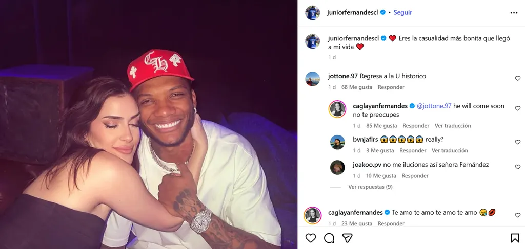 La respuesta a un hincha de la esposa de Fernandes / ©Instagram.