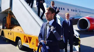 Suecia fue recibida por solitaria hincha en su llegada a Rusia