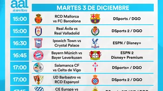 Partidos de hoy, martes 3 de diciembre: Horarios y cómo ver fútbol en vivo