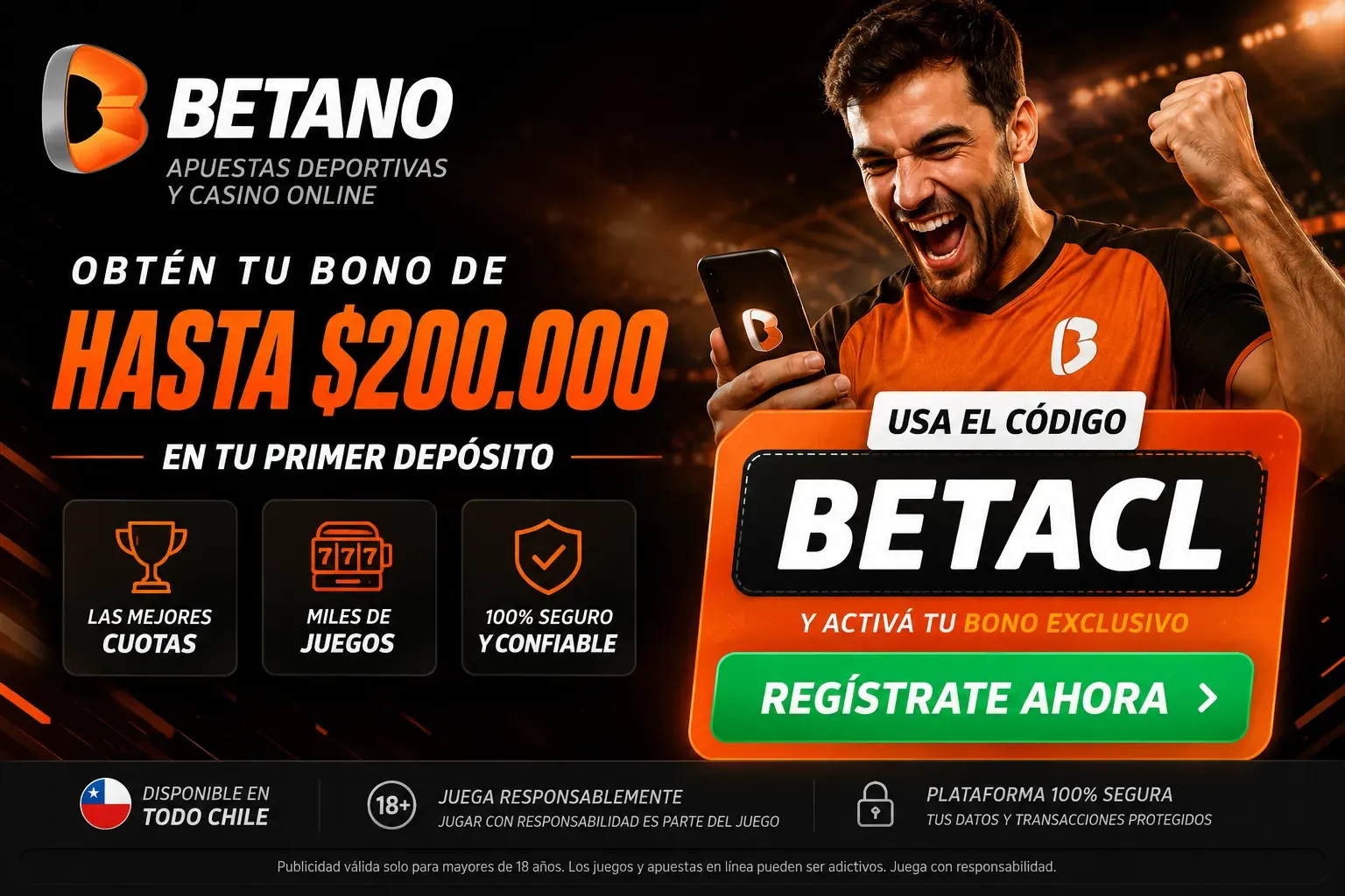 Reclamar bono Betano Chile con código promocional BETACL