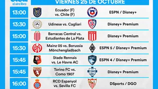 Partidos de hoy, viernes 25 de octubre: Horarios y cómo ver fútbol en vivo